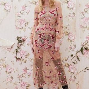 **SOLD** FOR LOVE & LEMONS Floral Peach Mesh Dress